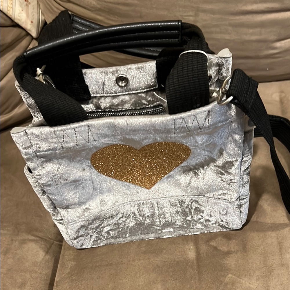 Quilted Koala Gold Heart on Silver velvet